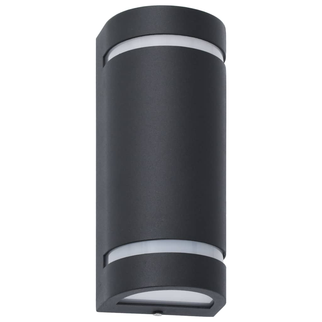 vidaXL Zewnętrzne lampy ścienne, 2 szt., 35 W, czarne, półokrągłe