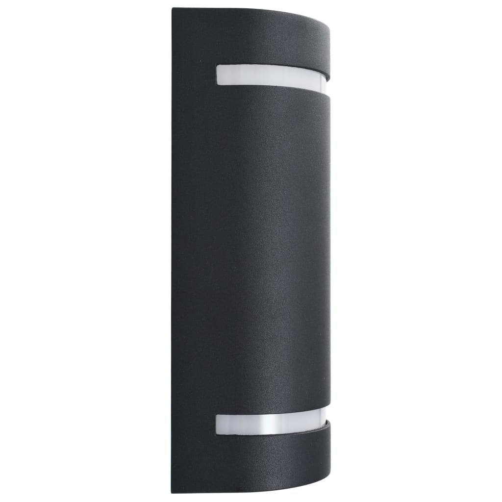 vidaXL Zewnętrzne lampy ścienne, 2 szt., 35 W, czarne, półokrągłe