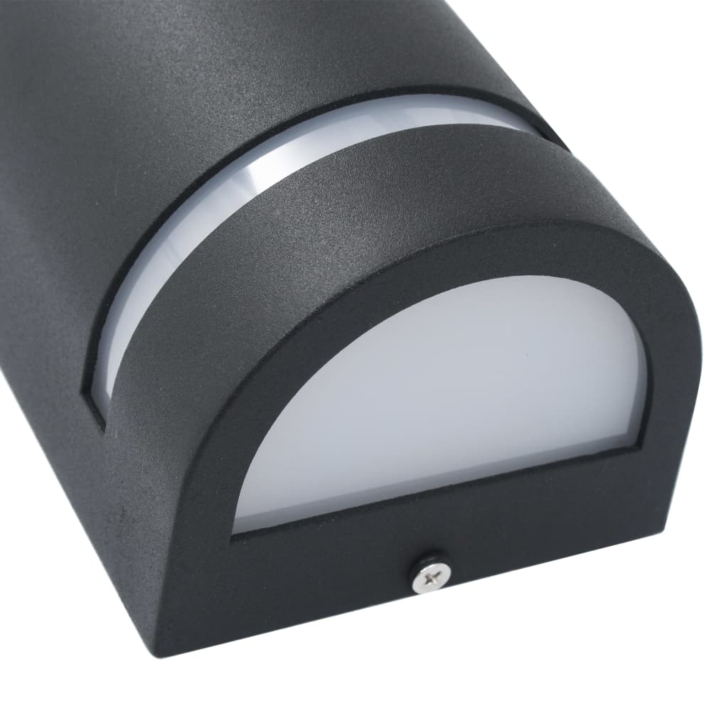 vidaXL Zewnętrzne lampy ścienne, 2 szt., 35 W, czarne, półokrągłe