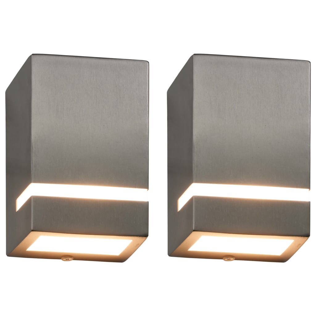 vidaXL Zewnętrzne lampy ścienne, 2 szt., 35 W, srebrne, prostokątne