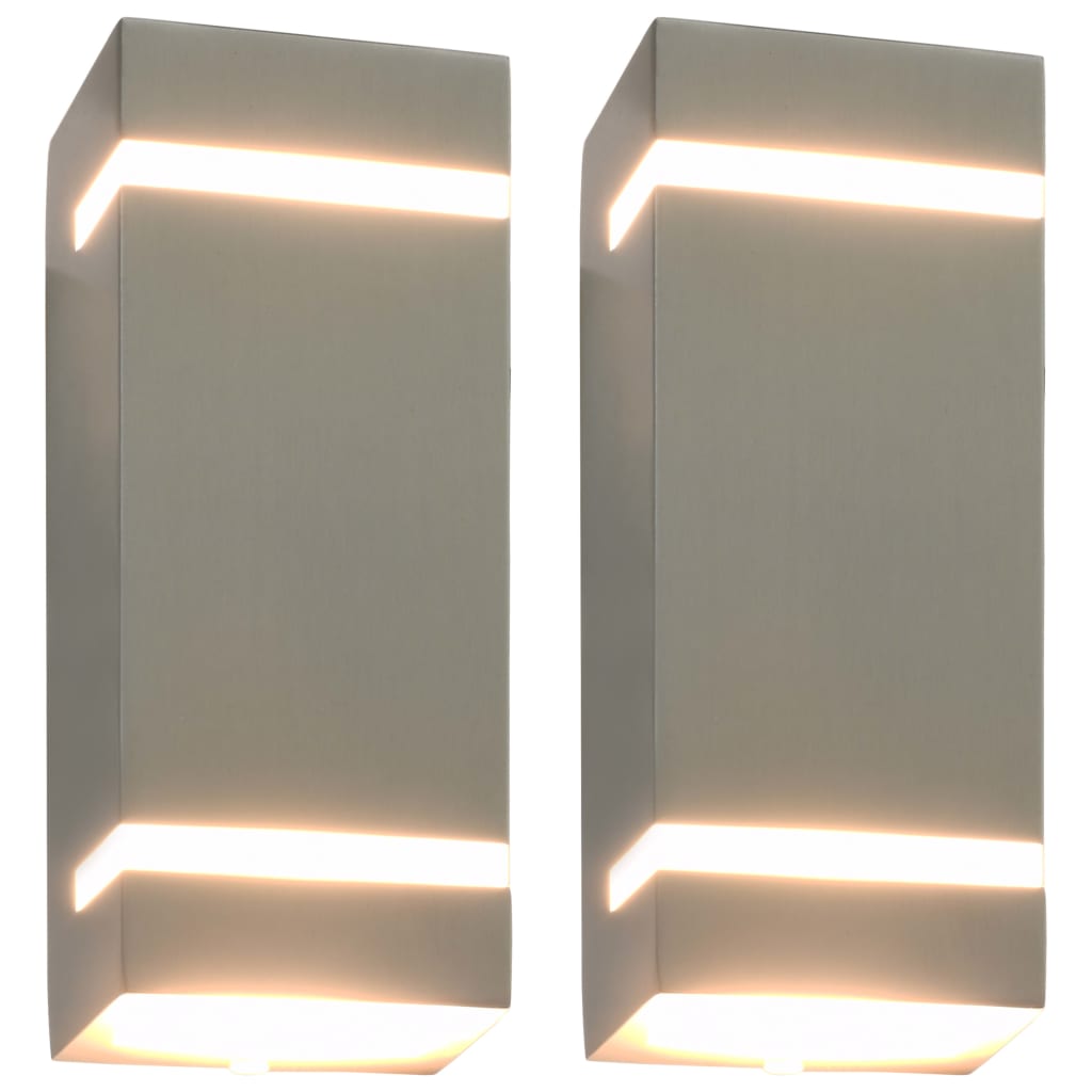 vidaXL Zewnętrzne lampy ścienne, 2 szt., 35 W, srebrne, prostokątne