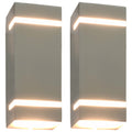 vidaXL Zewnętrzne lampy ścienne, 2 szt., 35 W, srebrne, prostokątne