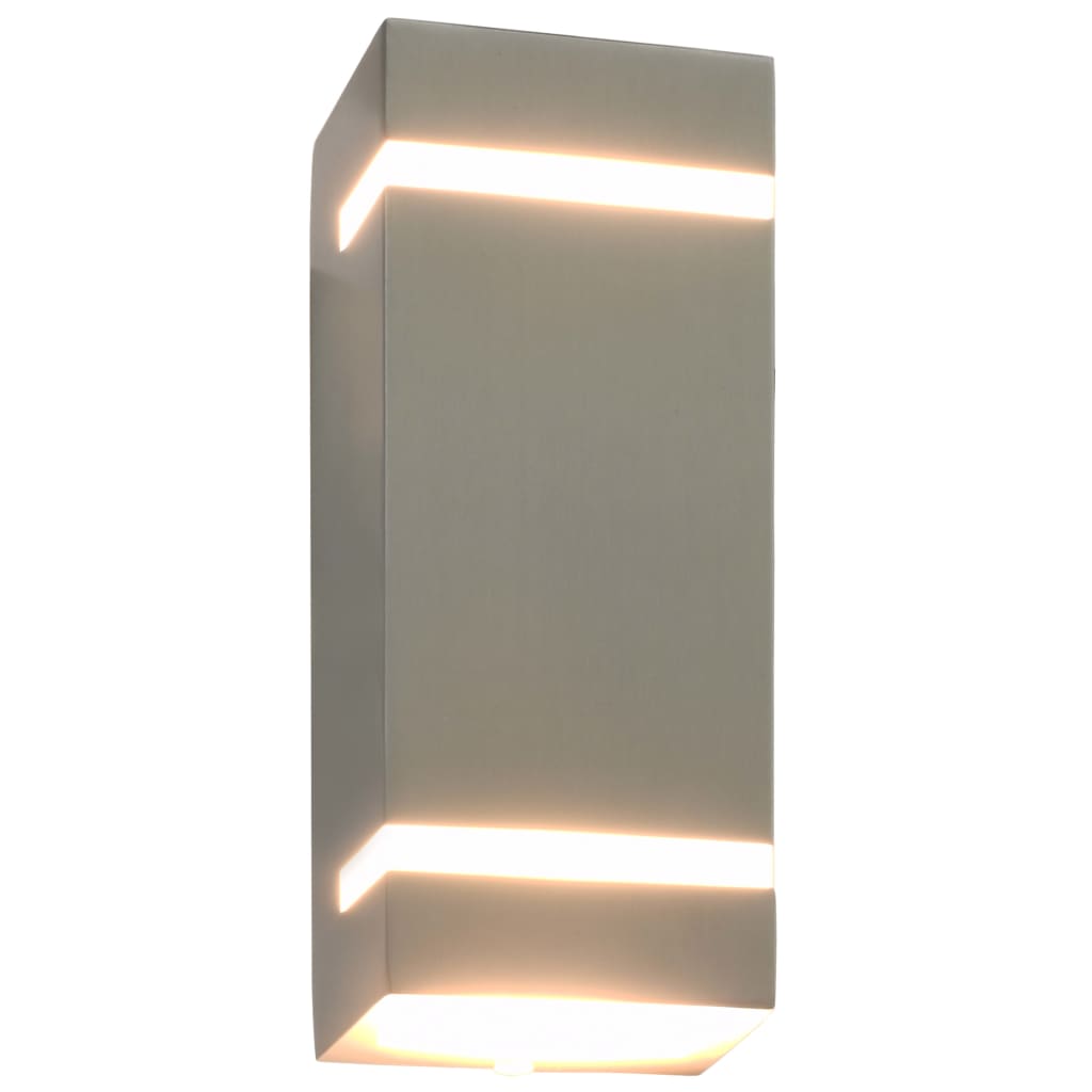 vidaXL Zewnętrzne lampy ścienne, 2 szt., 35 W, srebrne, prostokątne