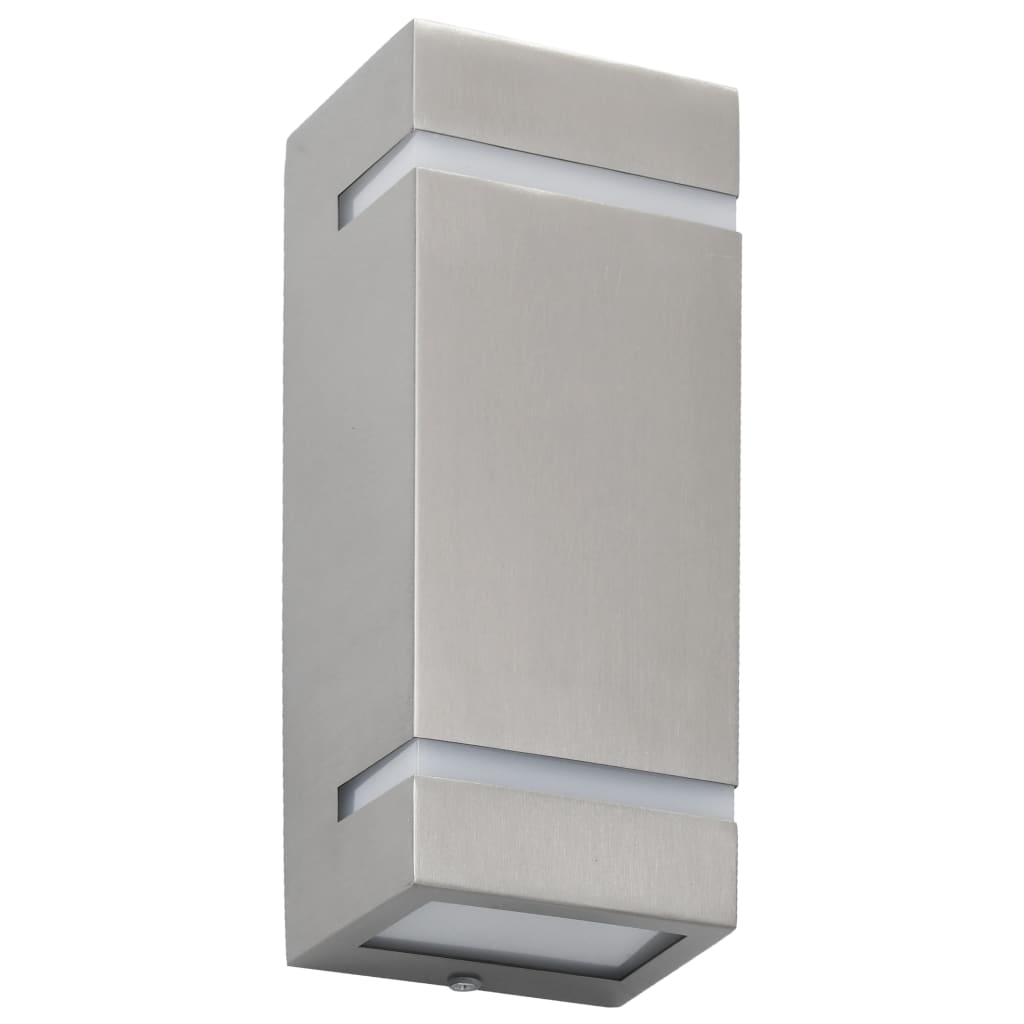 vidaXL Zewnętrzne lampy ścienne, 2 szt., 35 W, srebrne, prostokątne