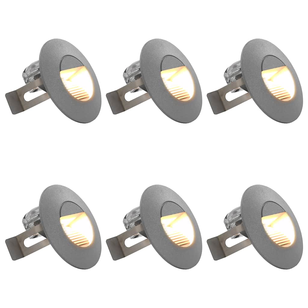 vidaXL Lampy ścienne zewnętrzne LED, 6 szt., 2 W, srebrne, okrągłe
