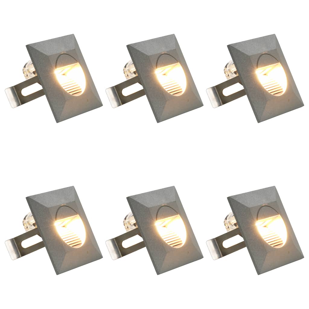 vidaXL Lampy ścienne zewnętrzne LED, 6 szt., 2 W, srebrne, kwadratowe