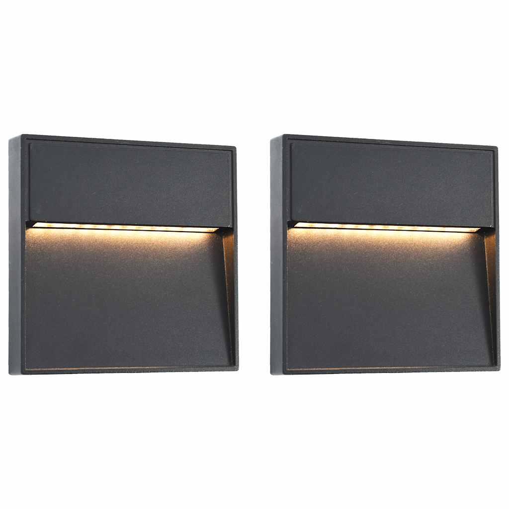 vidaXL Lampy ścienne zewnętrzne LED, 2 szt., 3 W, czarne, kwadratowe