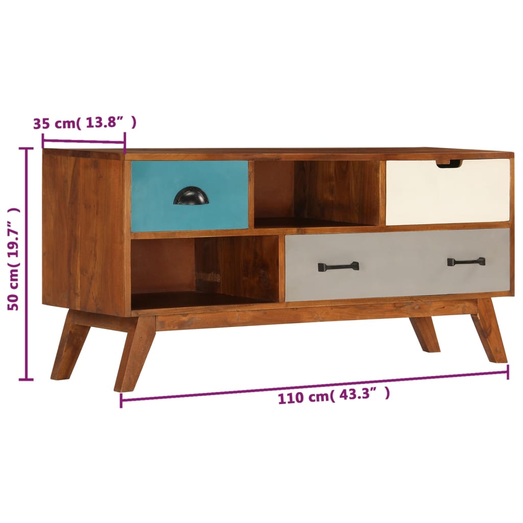 vidaXL Szafka pod TV z 3 szufladami, 110x35x50 cm, drewno akacjowe