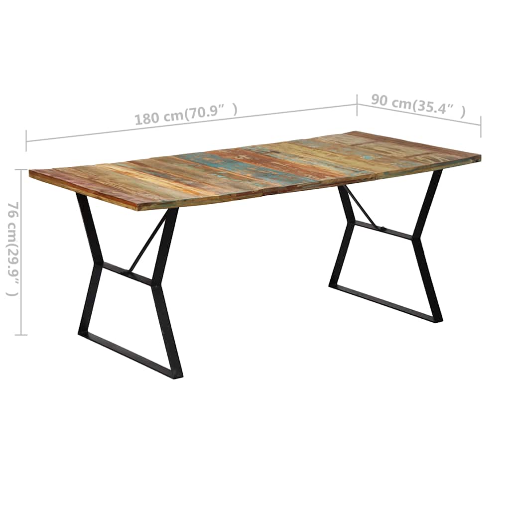 vidaXL Stół do jadalni, 180x90x76 cm, z litego drewna z odzysku