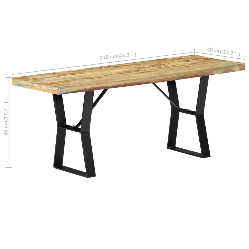 vidaXL Ławka, 110 cm, lite drewno odzyskane
