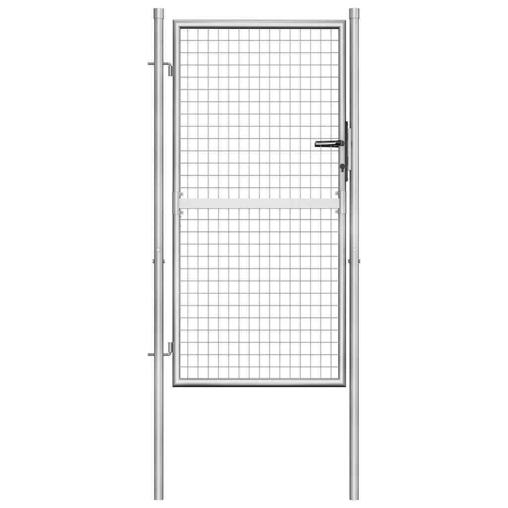 vidaXL Brama ogrodowa ocynkowana stalowa 100x150 cm srebrna