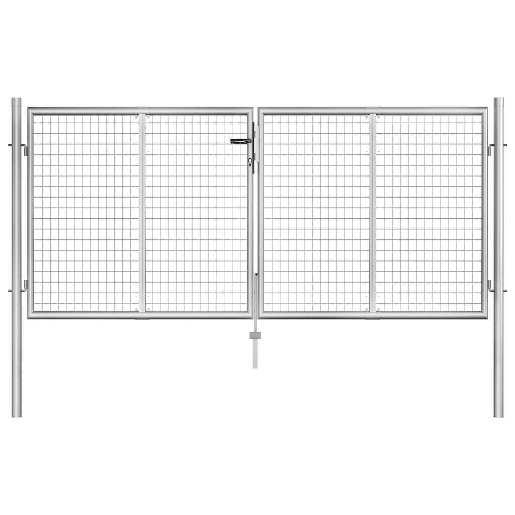 vidaXL Brama ogrodowa ocynkowana stalowa 300x100 cm srebrna
