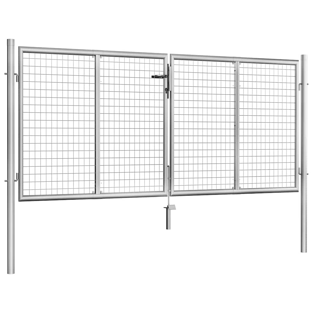 vidaXL Brama ogrodowa ocynkowana stalowa 300x100 cm srebrna