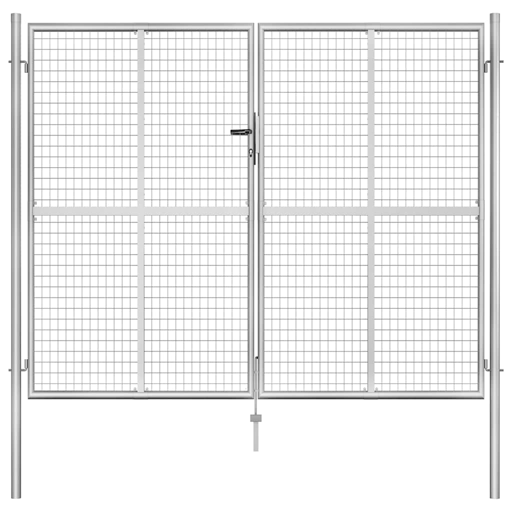 vidaXL Brama ogrodowa ocynkowana stalowa 300x200 cm srebrna