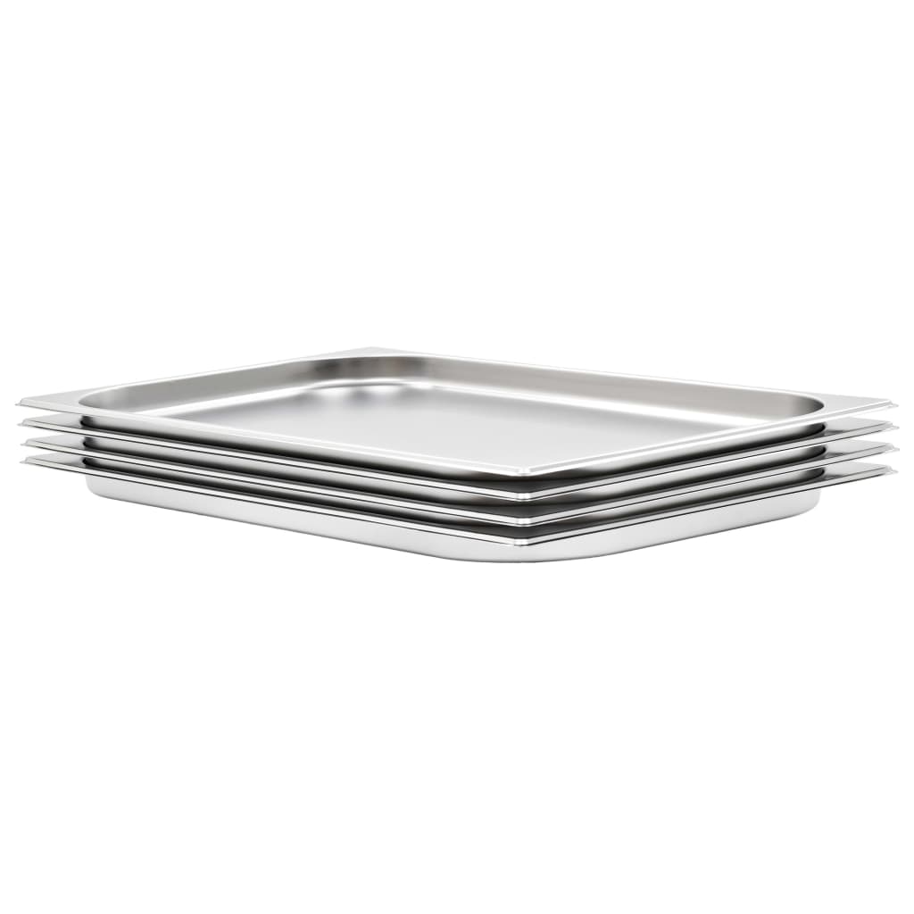 vidaXL Pojemniki gastronomiczne 4 szt., GN 1/1, 20 mm, stal nierdzewna