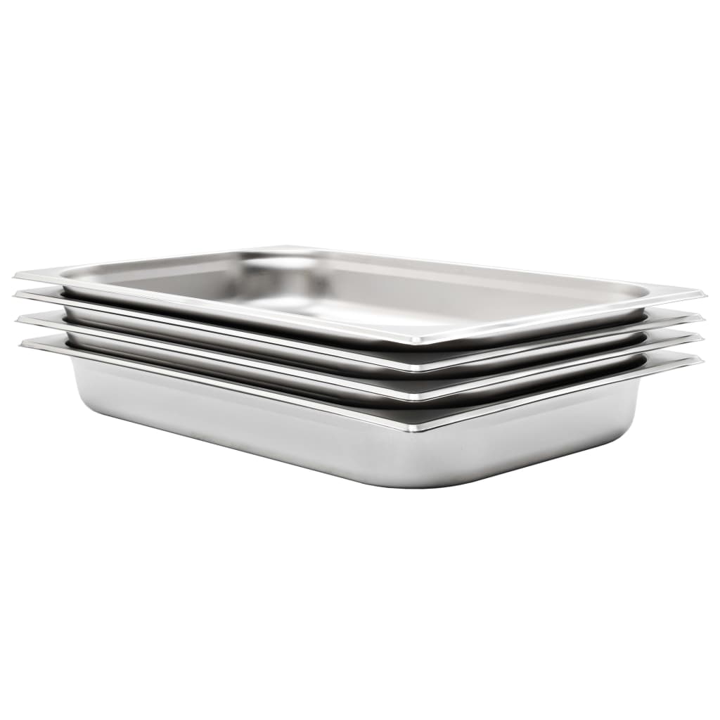 vidaXL Pojemniki gastronomiczne 4 szt., GN 1/1, 65 mm, stal nierdzewna