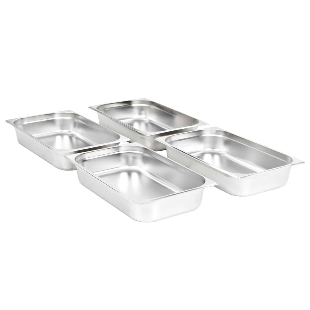 vidaXL Pojemniki gastronomiczne 4 szt. GN 1/1, 100 mm, stal nierdzewna
