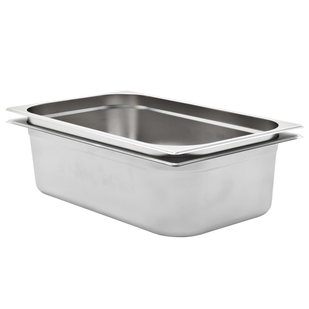 vidaXL Pojemniki gastronomiczne 2 szt. GN 1/1, 150 mm, stal nierdzewna