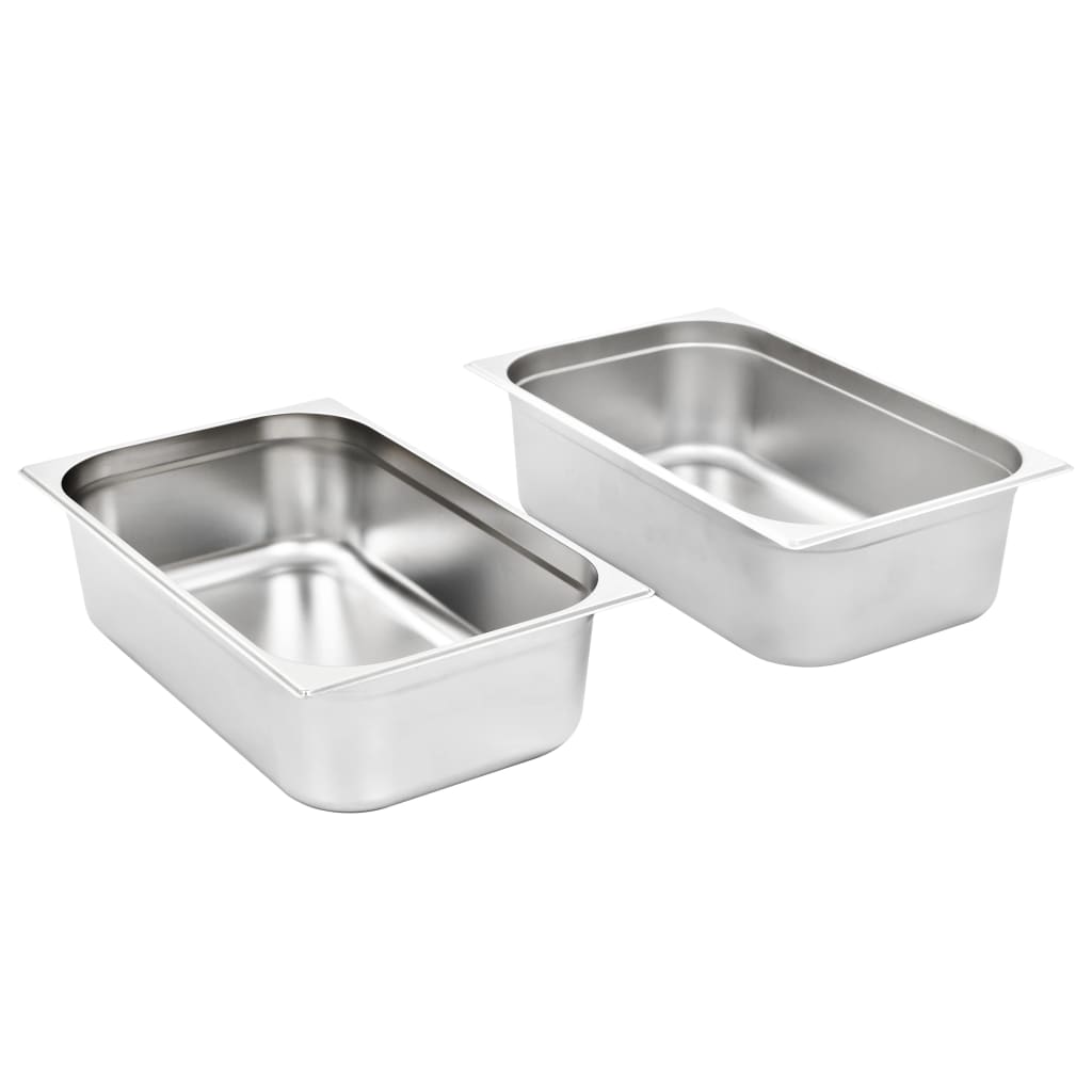 vidaXL Pojemniki gastronomiczne 2 szt. GN 1/1, 150 mm, stal nierdzewna