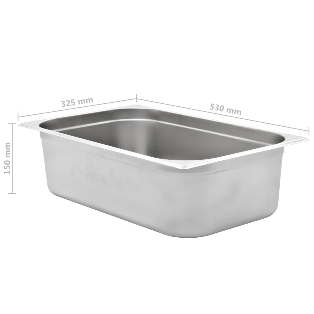 vidaXL Pojemniki gastronomiczne 2 szt. GN 1/1, 150 mm, stal nierdzewna