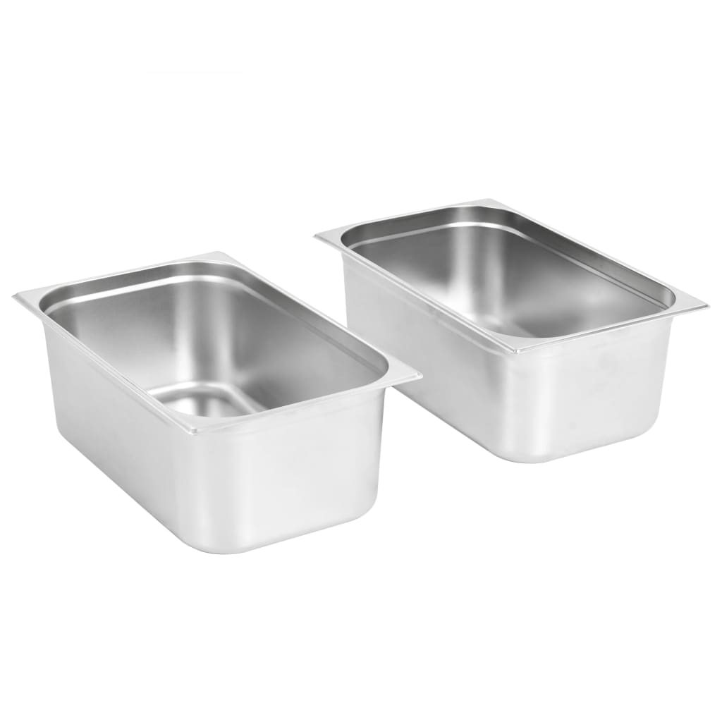 vidaXL Pojemniki gastronomiczne 2 szt. GN 1/1, 200 mm, stal nierdzewna