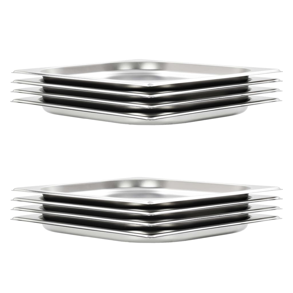 vidaXL Pojemniki gastronomiczne 8 szt., GN 1/2, 20 mm, stal nierdzewna