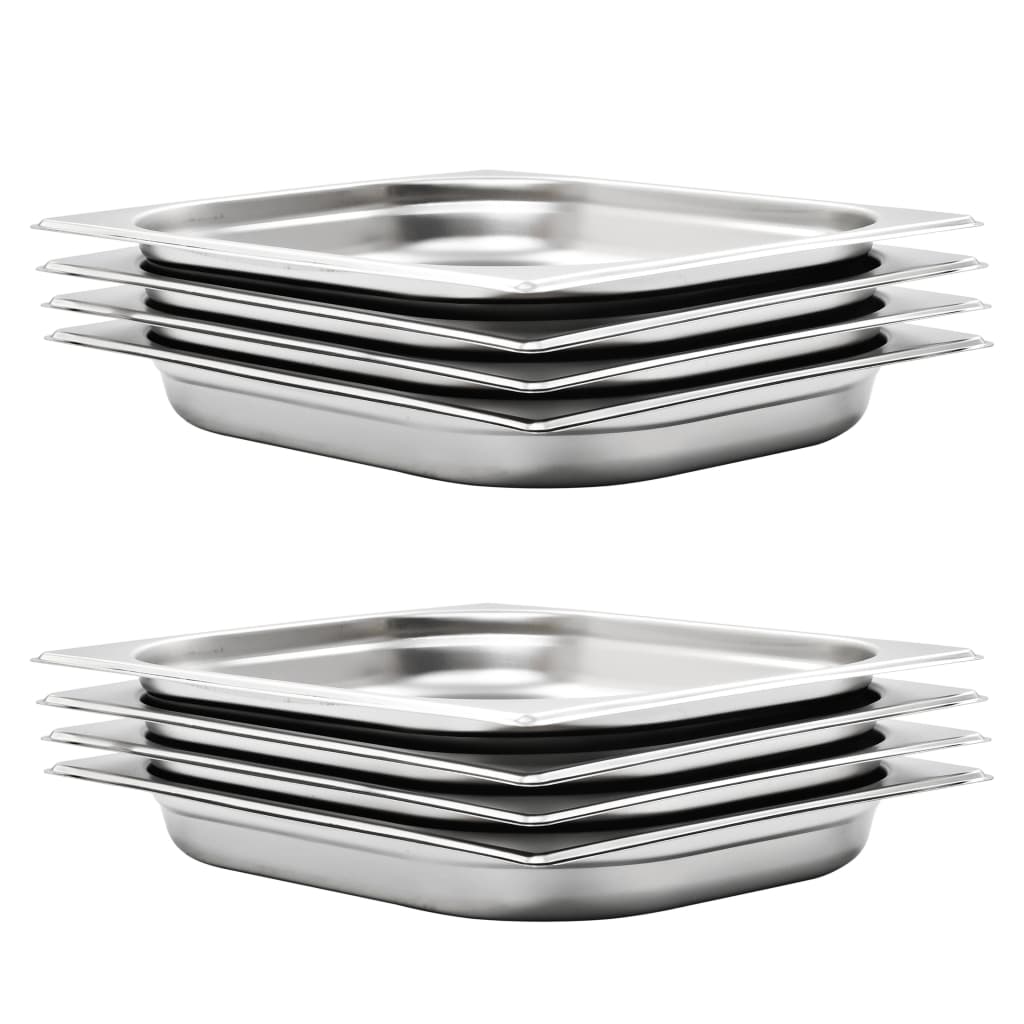 vidaXL Pojemniki gastronomiczne 8 szt., GN 1/2, 40 mm, stal nierdzewna