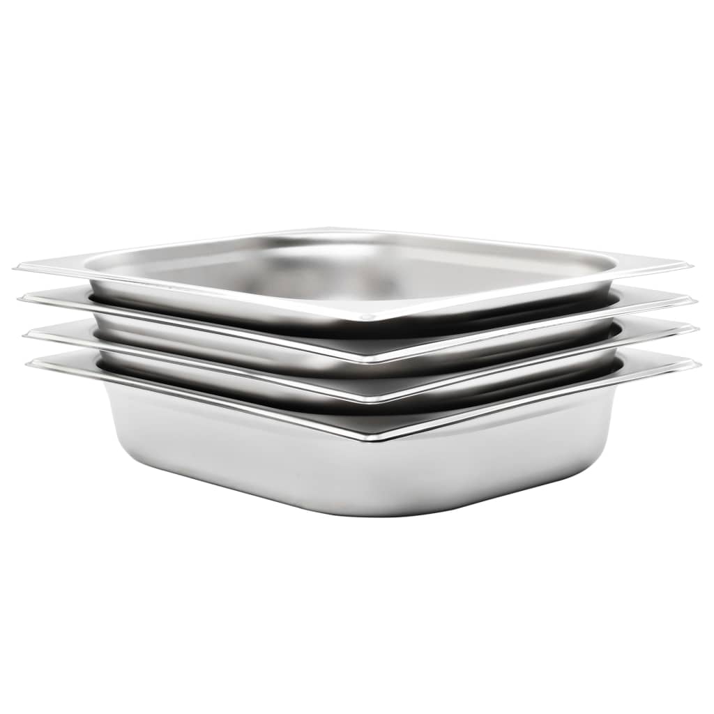 vidaXL Pojemniki gastronomiczne 4 szt., GN 1/2, 65 mm, stal nierdzewna