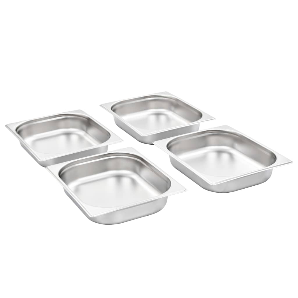 vidaXL Pojemniki gastronomiczne 4 szt., GN 1/2, 65 mm, stal nierdzewna