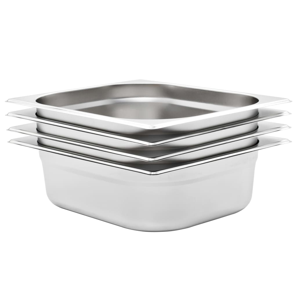 vidaXL Pojemniki gastronomiczne 4 szt. GN 1/2, 100 mm, stal nierdzewna
