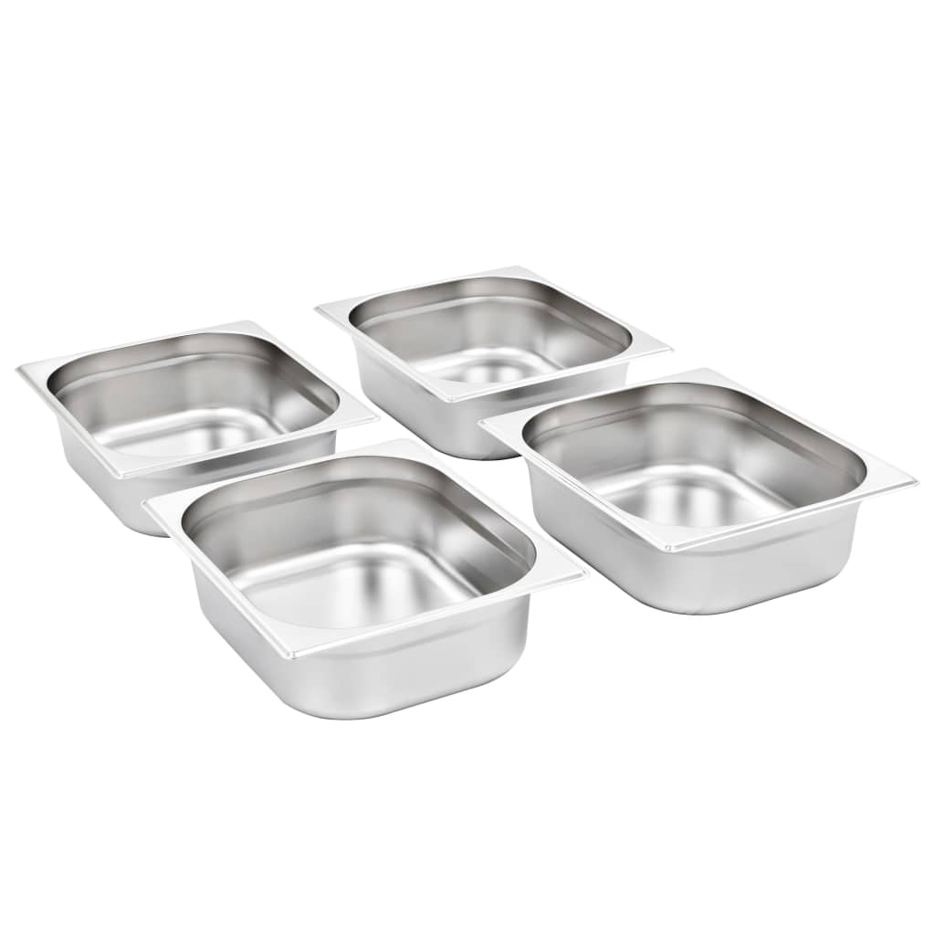 vidaXL Pojemniki gastronomiczne 4 szt. GN 1/2, 100 mm, stal nierdzewna