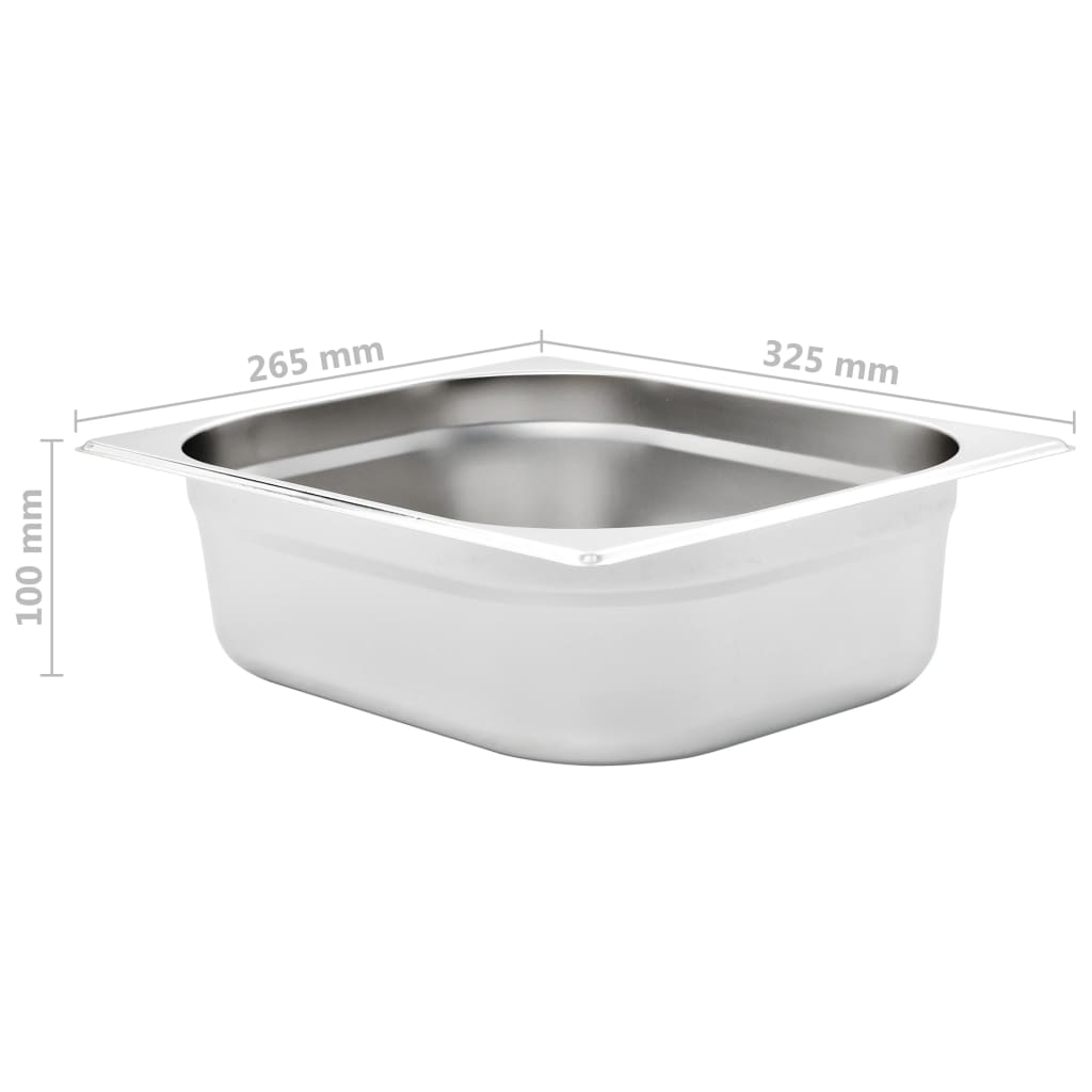 vidaXL Pojemniki gastronomiczne 4 szt. GN 1/2, 100 mm, stal nierdzewna