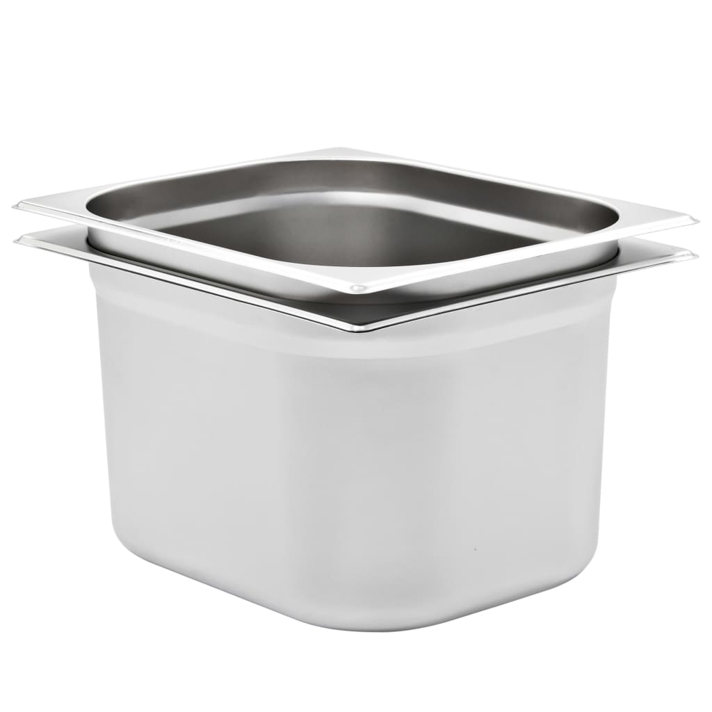 vidaXL Pojemniki gastronomiczne 2 szt. GN 1/2, 200 mm, stal nierdzewna