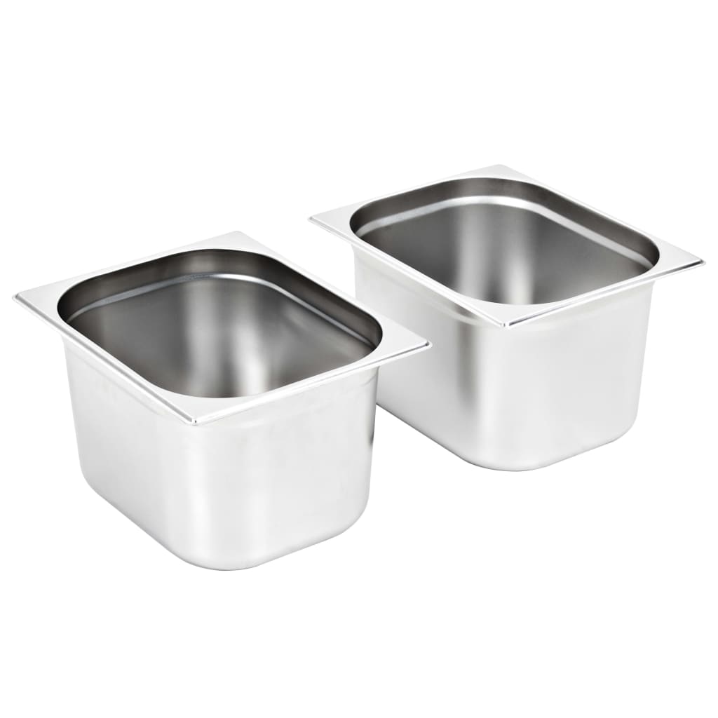 vidaXL Pojemniki gastronomiczne 2 szt. GN 1/2, 200 mm, stal nierdzewna