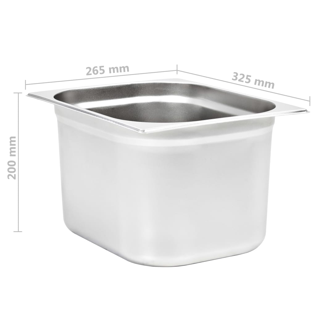 vidaXL Pojemniki gastronomiczne 2 szt. GN 1/2, 200 mm, stal nierdzewna
