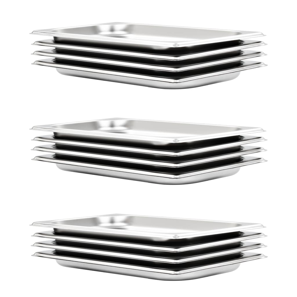 vidaXL Pojemniki gastronomiczne 12 szt. GN 1/3, 20 mm, stal nierdzewna
