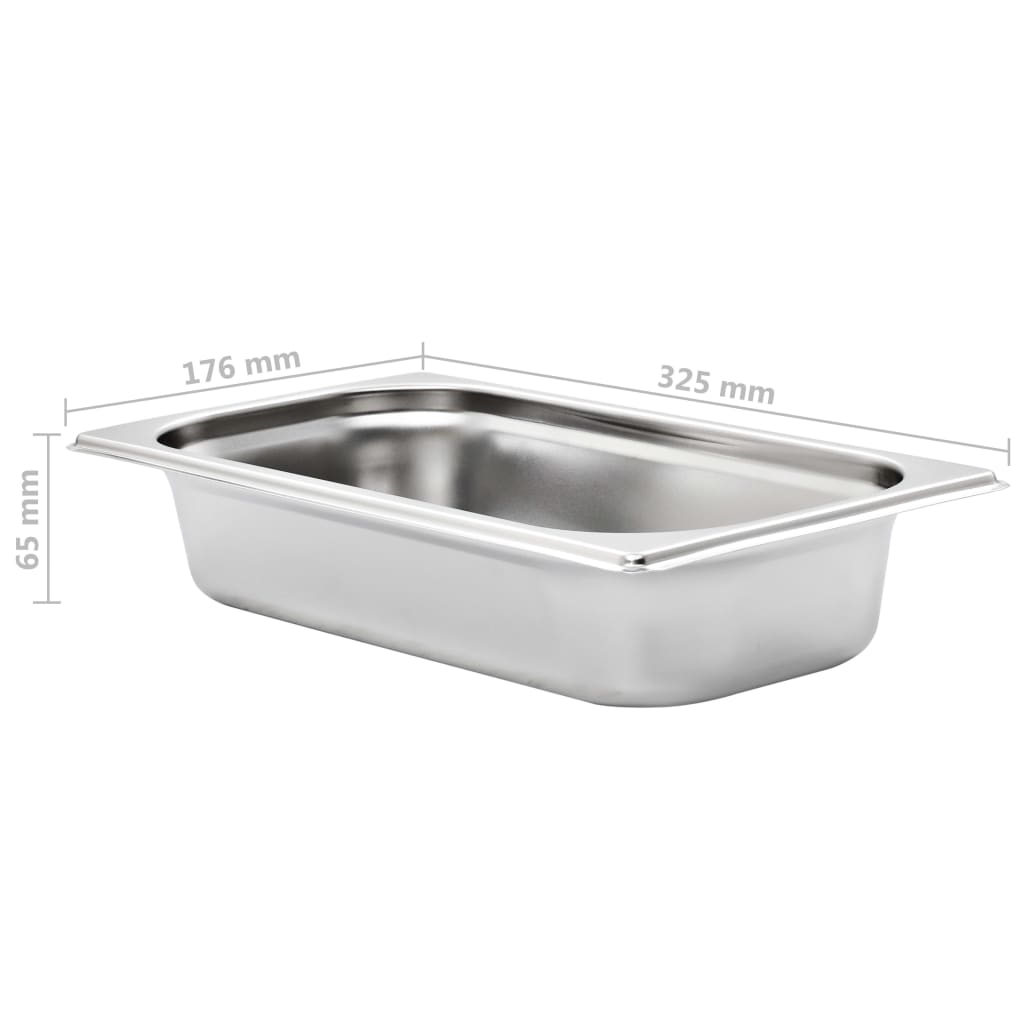 vidaXL Pojemniki gastronomiczne 8 szt., GN 1/3, 65 mm, stal nierdzewna