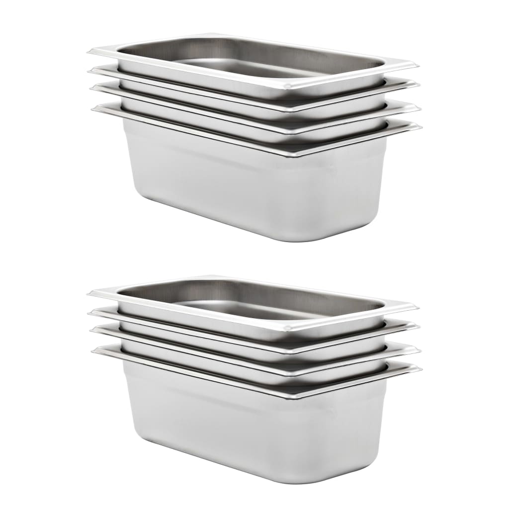 vidaXL Pojemniki gastronomiczne 8 szt. GN 1/3, 100 mm, stal nierdzewna