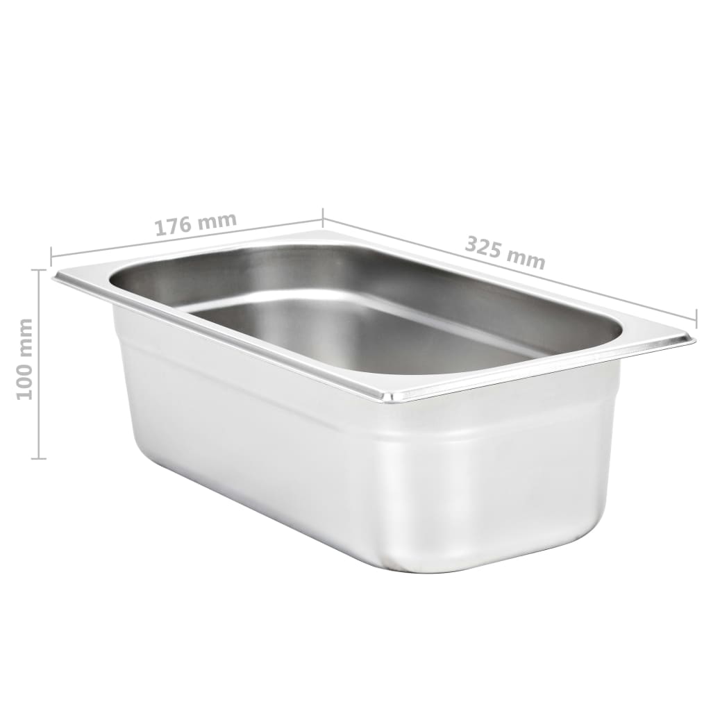 vidaXL Pojemniki gastronomiczne 8 szt. GN 1/3, 100 mm, stal nierdzewna