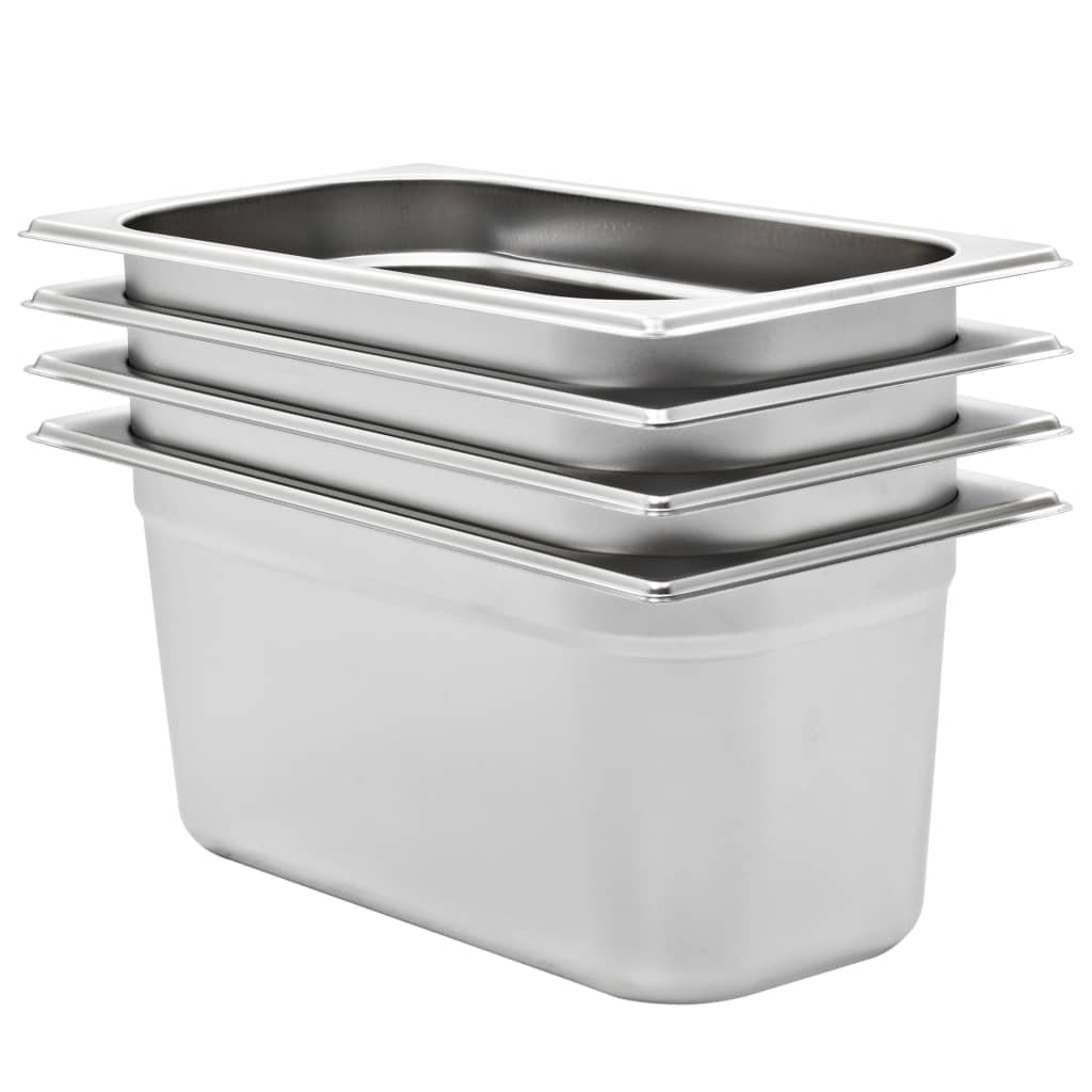 vidaXL Pojemniki gastronomiczne 4 szt. GN 1/3, 150 mm, stal nierdzewna