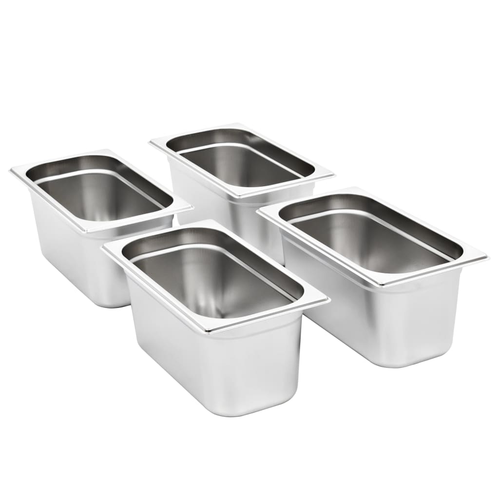 vidaXL Pojemniki gastronomiczne 4 szt. GN 1/3, 150 mm, stal nierdzewna