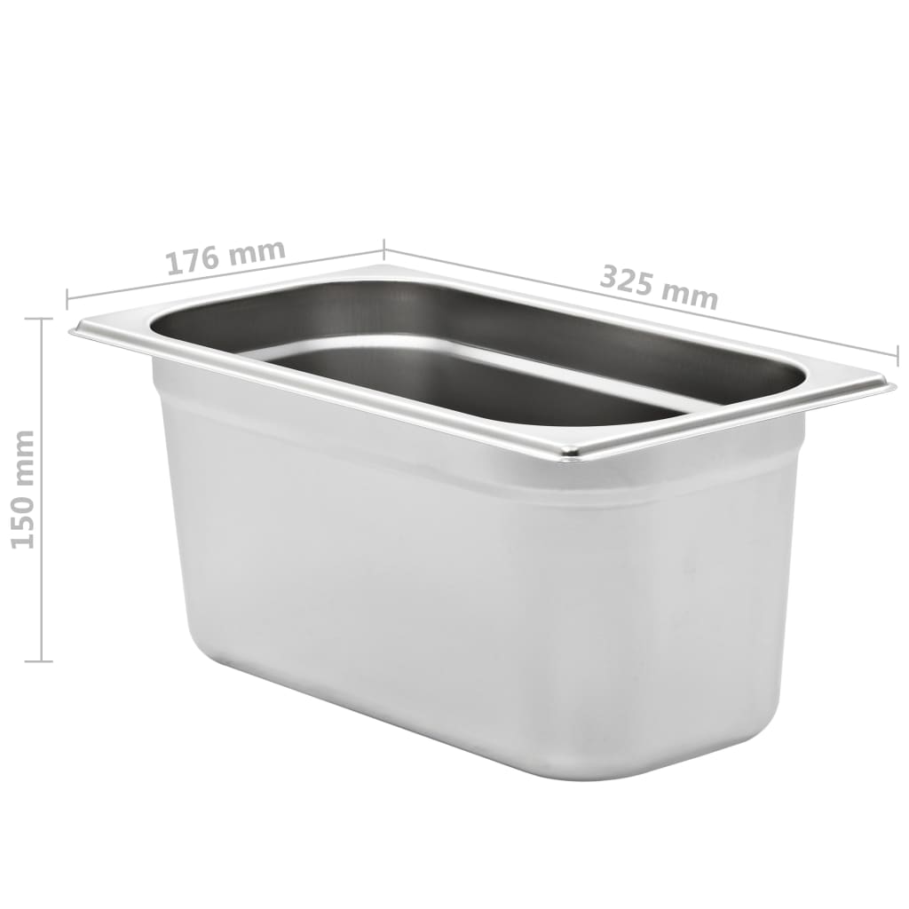 vidaXL Pojemniki gastronomiczne 4 szt. GN 1/3, 150 mm, stal nierdzewna