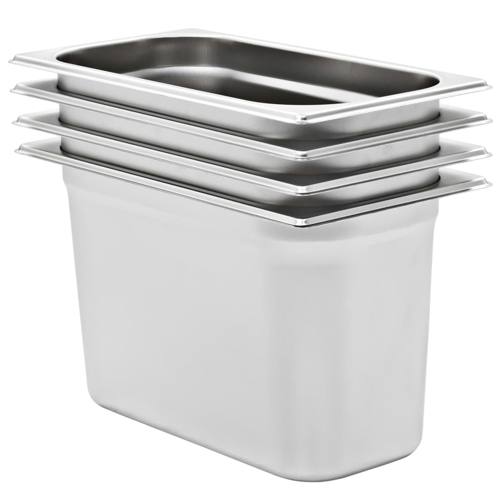 vidaXL Pojemniki gastronomiczne 4 szt. GN 1/3, 200 mm, stal nierdzewna