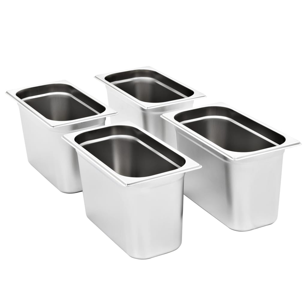vidaXL Pojemniki gastronomiczne 4 szt. GN 1/3, 200 mm, stal nierdzewna