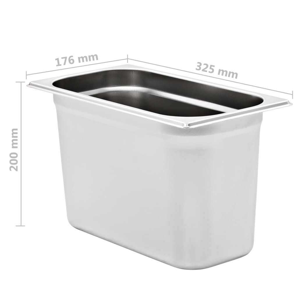 vidaXL Pojemniki gastronomiczne 4 szt. GN 1/3, 200 mm, stal nierdzewna