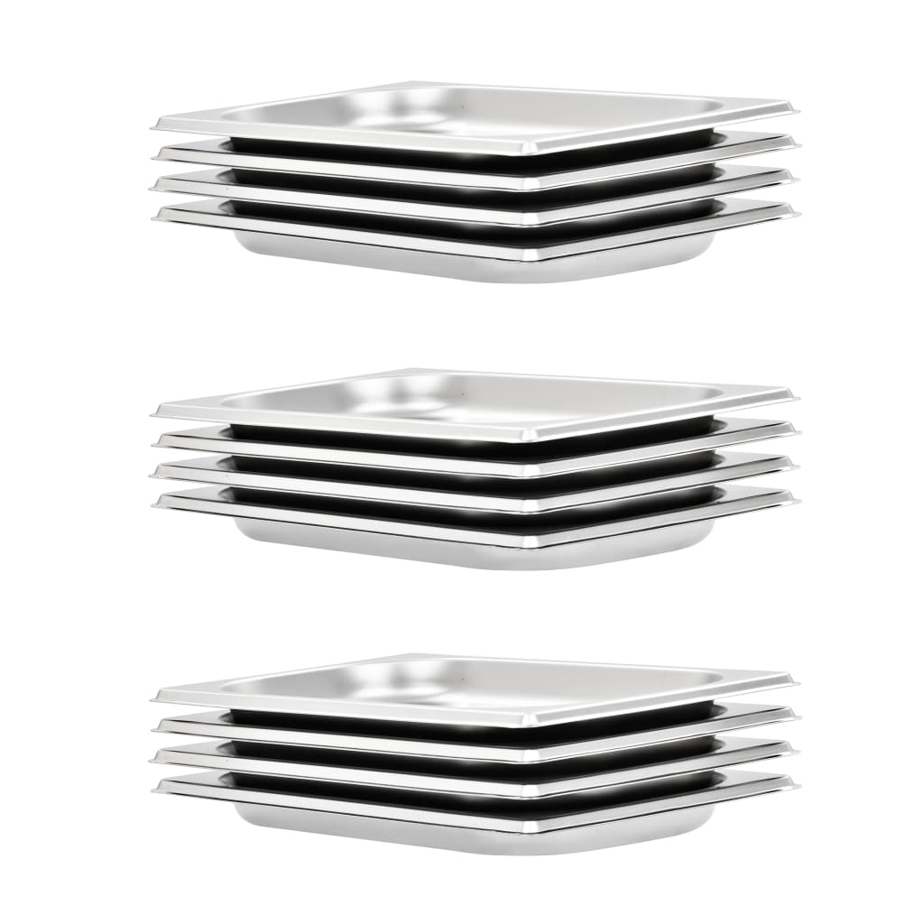 vidaXL Pojemniki gastronomiczne 12 szt. GN 1/4, 20 mm, stal nierdzewna