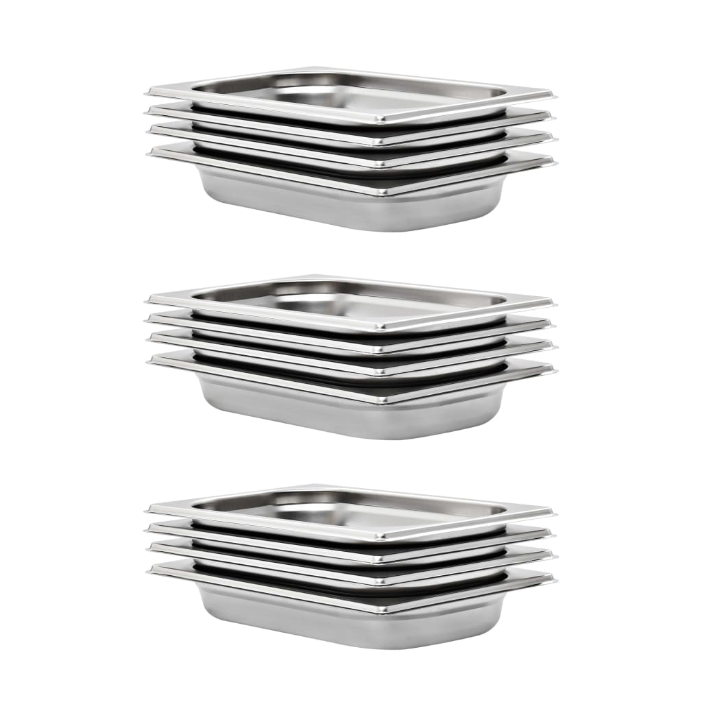 vidaXL Pojemniki gastronomiczne 12 szt. GN 1/4, 40 mm, stal nierdzewna