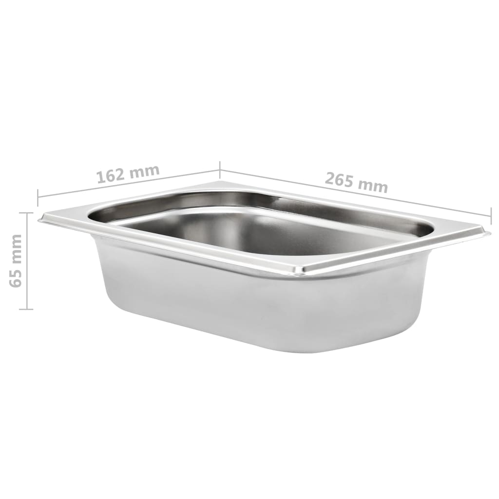 vidaXL Pojemniki gastronomiczne 8 szt., GN 1/4, 65 mm, stal nierdzewna