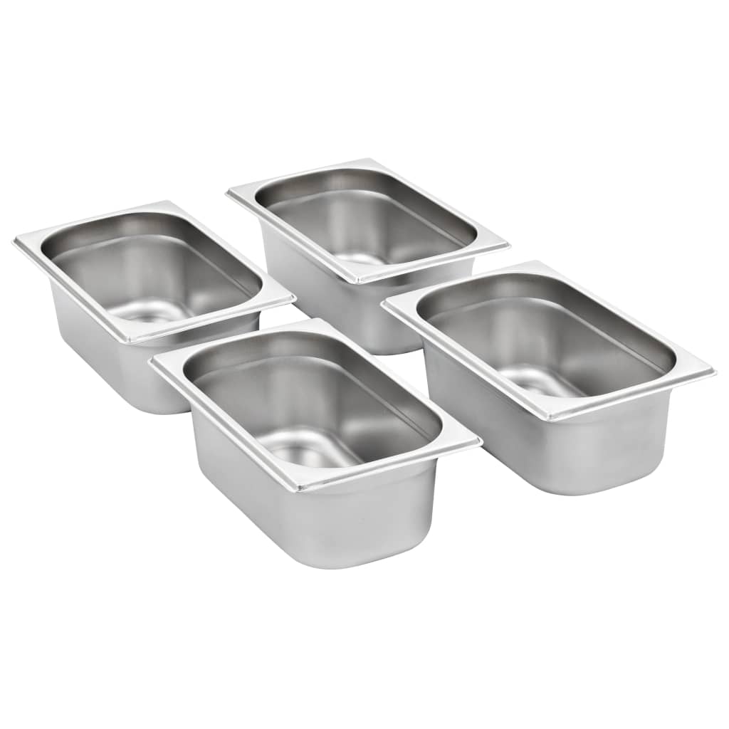 vidaXL Pojemniki gastronomiczne 8 szt. GN 1/4, 100 mm, stal nierdzewna