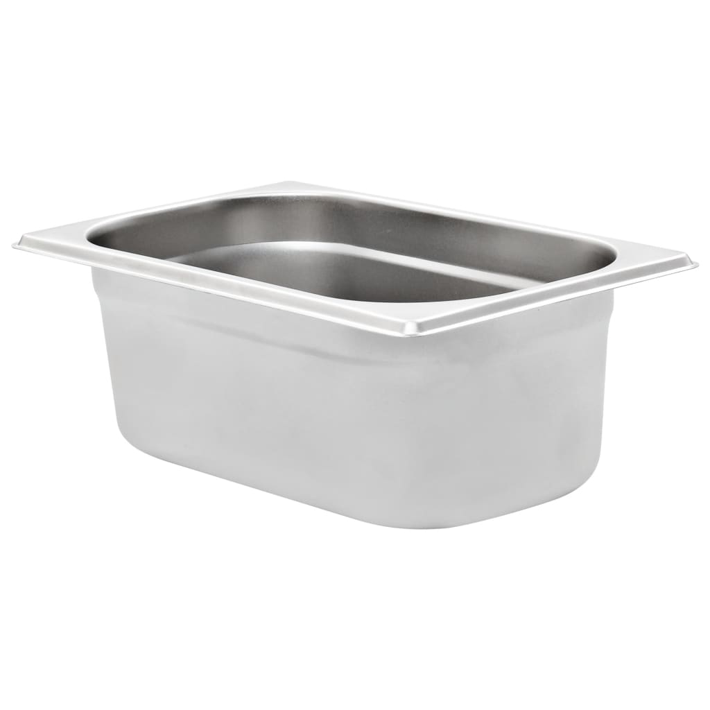 vidaXL Pojemniki gastronomiczne 8 szt. GN 1/4, 100 mm, stal nierdzewna